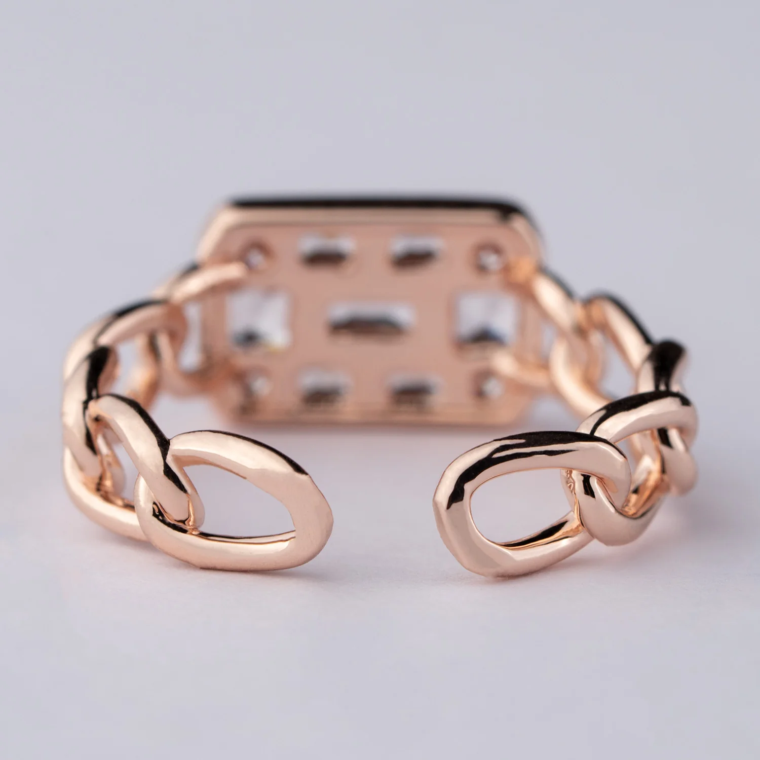 Curb Chain Diamond Adjustable Ring - Image 3