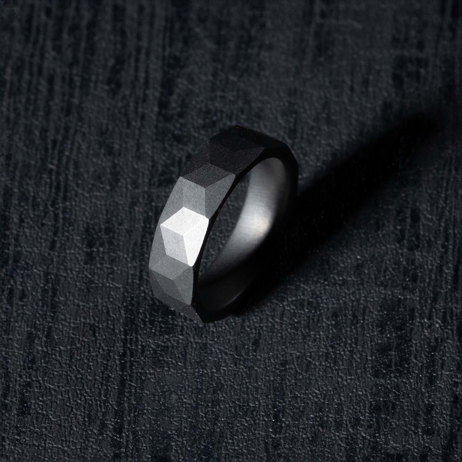 Matte Black Cube Ceramic Ring - Image 4