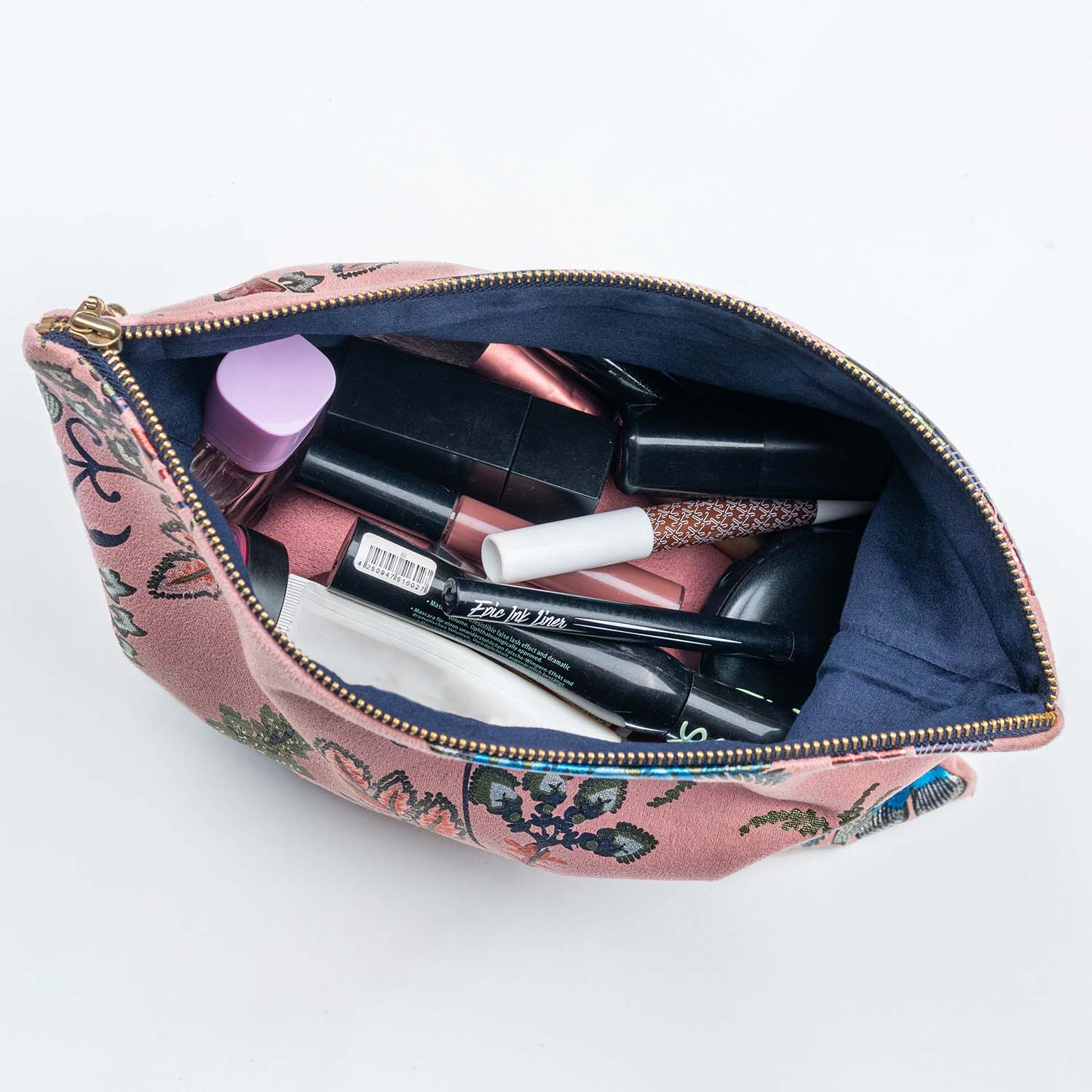 Pink Foil Print Suede Carry On Pouch - Image 4
