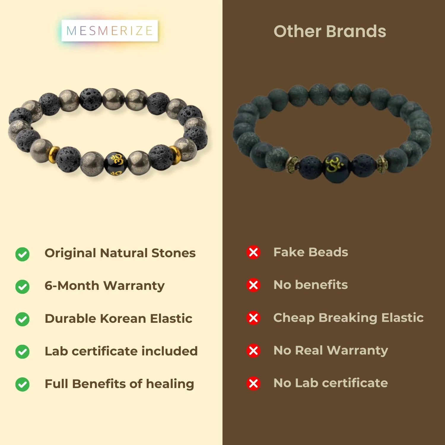 Spiritual Pyrite Natural Stone OM Bracelet - Image 15