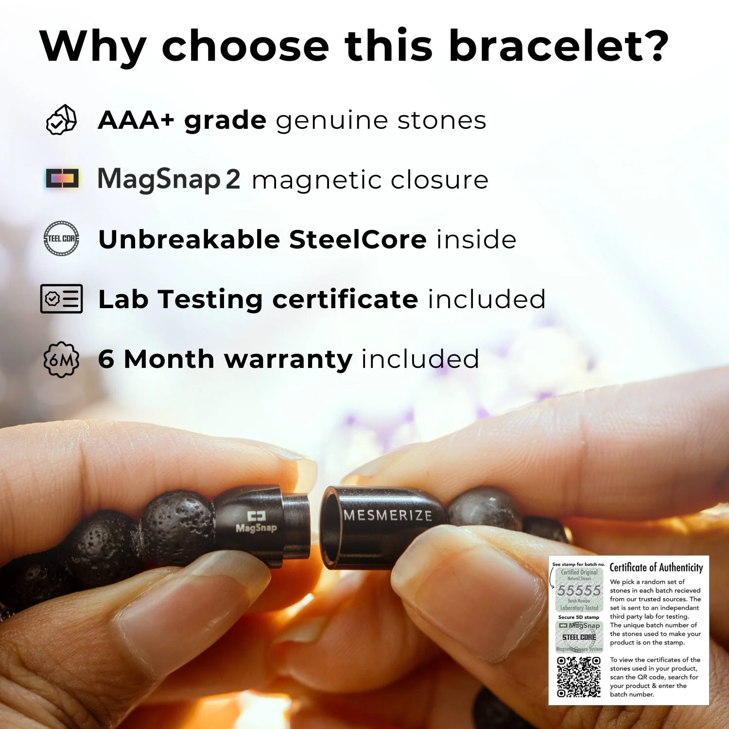 Spiritual Pyrite Natural Stone OM Bracelet - Image 4