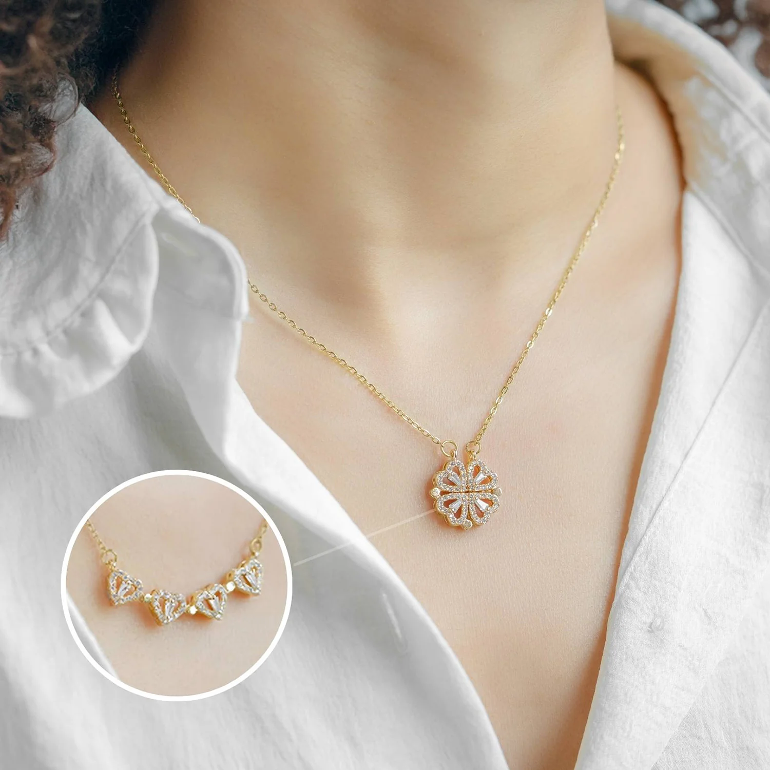 Magnetic Clover Heart Necklace - Image 9