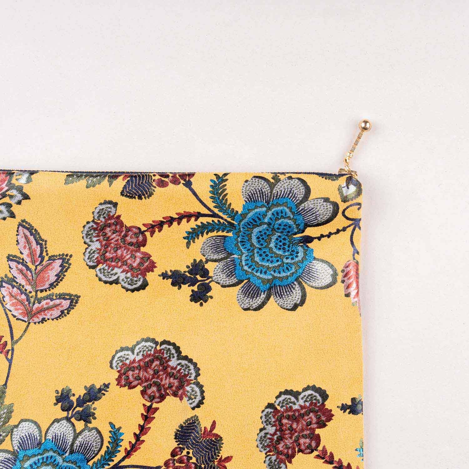 Yellow Foil Print Suede Carry On Pouch - Image 3